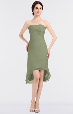 ColsBM Bryleigh Moss Green Elegant Sheath Strapless Zip up Mini Ruching Bridesmaid Dresses