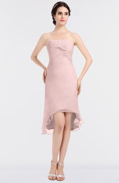 ColsBM Bryleigh Pastel Pink Elegant Sheath Strapless Zip up Mini Ruching Bridesmaid Dresses