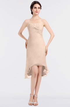 ColsBM Bryleigh Peach Puree Elegant Sheath Strapless Zip up Mini Ruching Bridesmaid Dresses