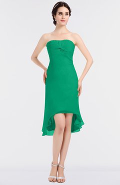 ColsBM Bryleigh Pepper Green Elegant Sheath Strapless Zip up Mini Ruching Bridesmaid Dresses