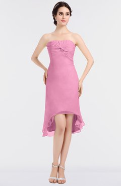 ColsBM Bryleigh Pink Elegant Sheath Strapless Zip up Mini Ruching Bridesmaid Dresses