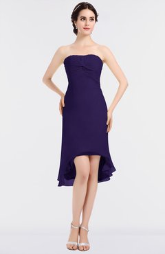 ColsBM Bryleigh Royal Purple Elegant Sheath Strapless Zip up Mini Ruching Bridesmaid Dresses