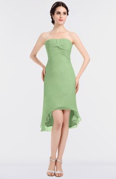 ColsBM Bryleigh Sage Green Elegant Sheath Strapless Zip up Mini Ruching Bridesmaid Dresses