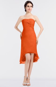 ColsBM Bryleigh Tangerine Elegant Sheath Strapless Zip up Mini Ruching Bridesmaid Dresses
