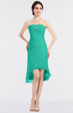 ColsBM Bryleigh Viridian Green Elegant Sheath Strapless Zip up Mini Ruching Bridesmaid Dresses