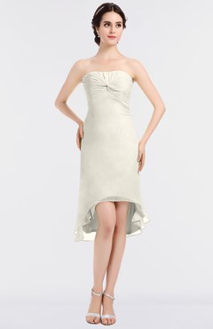 ColsBM Bryleigh Whisper White Elegant Sheath Strapless Zip up Mini Ruching Bridesmaid Dresses