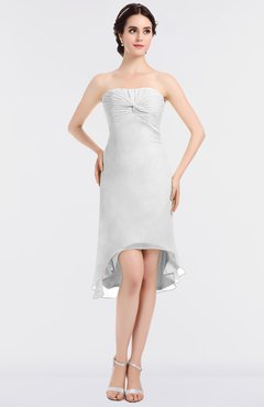 ColsBM Bryleigh White Elegant Sheath Strapless Zip up Mini Ruching Bridesmaid Dresses