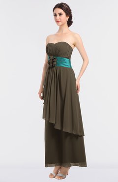 ColsBM Johanna Carafe Brown Elegant A-line Sleeveless Zip up Ankle Length Ruching Bridesmaid Dresses