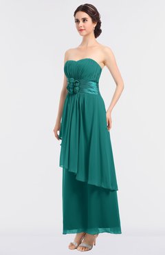 ColsBM Johanna Emerald Green Elegant A-line Sleeveless Zip up Ankle Length Ruching Bridesmaid Dresses