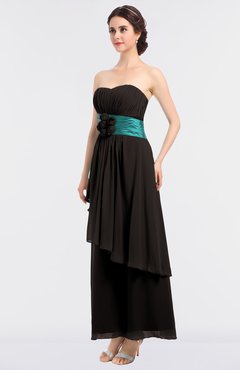 ColsBM Johanna Fudge Brown Elegant A-line Sleeveless Zip up Ankle Length Ruching Bridesmaid Dresses