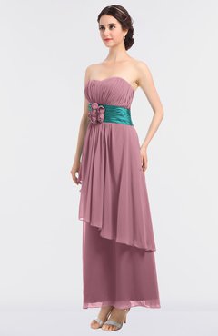 ColsBM Johanna Light Coral Elegant A-line Sleeveless Zip up Ankle Length Ruching Bridesmaid Dresses
