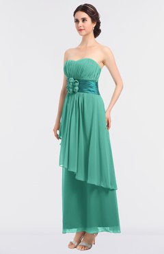 ColsBM Johanna Mint Green Elegant A-line Sleeveless Zip up Ankle Length Ruching Bridesmaid Dresses