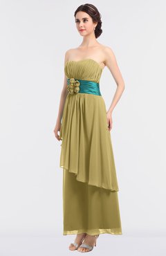 ColsBM Johanna New Wheat Elegant A-line Sleeveless Zip up Ankle Length Ruching Bridesmaid Dresses