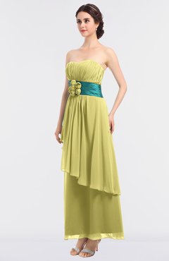 ColsBM Johanna Pastel Yellow Elegant A-line Sleeveless Zip up Ankle Length Ruching Bridesmaid Dresses