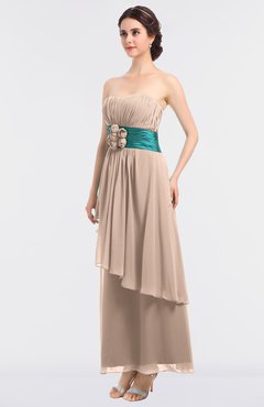 ColsBM Johanna Peach Puree Elegant A-line Sleeveless Zip up Ankle Length Ruching Bridesmaid Dresses