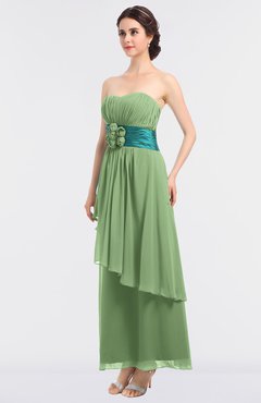 ColsBM Johanna Sage Green Elegant A-line Sleeveless Zip up Ankle Length Ruching Bridesmaid Dresses