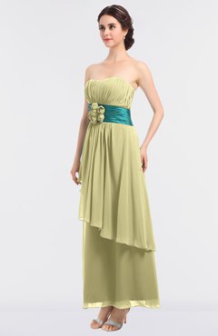 ColsBM Johanna Soft Yellow Elegant A-line Sleeveless Zip up Ankle Length Ruching Bridesmaid Dresses