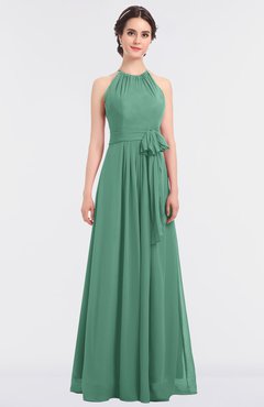 ColsBM Ellie Beryl Green Classic Halter Sleeveless Zip up Floor Length Flower Bridesmaid Dresses