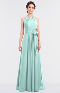 ColsBM Ellie Blue Glass Classic Halter Sleeveless Zip up Floor Length Flower Bridesmaid Dresses