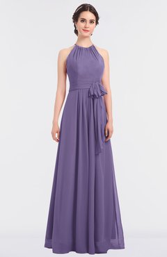 ColsBM Ellie Chalk Violet Classic Halter Sleeveless Zip up Floor Length Flower Bridesmaid Dresses