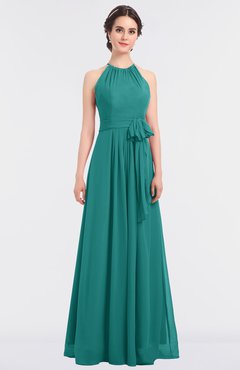 ColsBM Ellie Emerald Green Classic Halter Sleeveless Zip up Floor Length Flower Bridesmaid Dresses