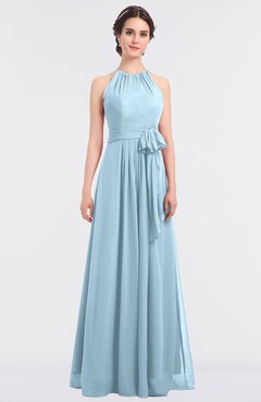 ColsBM Ellie Ice Blue Classic Halter Sleeveless Zip up Floor Length Flower Bridesmaid Dresses