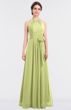 ColsBM Ellie Lime Green Classic Halter Sleeveless Zip up Floor Length Flower Bridesmaid Dresses