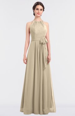 ColsBM Ellie Novelle Peach Classic Halter Sleeveless Zip up Floor Length Flower Bridesmaid Dresses