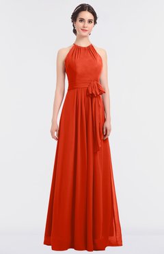 ColsBM Ellie Persimmon Classic Halter Sleeveless Zip up Floor Length Flower Bridesmaid Dresses