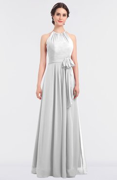 ColsBM Ellie White Classic Halter Sleeveless Zip up Floor Length Flower Bridesmaid Dresses