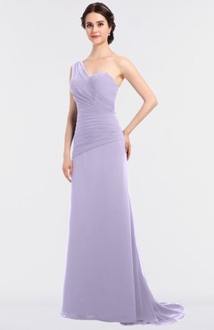 ColsBM Ruby Pastel Lilac Elegant A-line Asymmetric Neckline Sleeveless Zip up Sweep Train Bridesmaid Dresses
