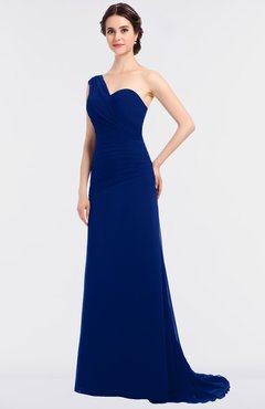ColsBM Ruby Sodalite Blue Elegant A-line Asymmetric Neckline Sleeveless Zip up Sweep Train Bridesmaid Dresses