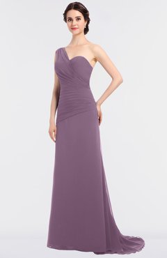 ColsBM Ruby Valerian Elegant A-line Asymmetric Neckline Sleeveless Zip up Sweep Train Bridesmaid Dresses