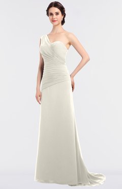 ColsBM Ruby Whisper White Elegant A-line Asymmetric Neckline Sleeveless Zip up Sweep Train Bridesmaid Dresses