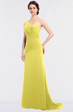 ColsBM Ruby Yellow Iris Elegant A-line Asymmetric Neckline Sleeveless Zip up Sweep Train Bridesmaid Dresses