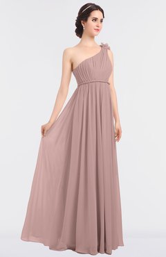 ColsBM Lucy Blush Pink Mature Asymmetric Neckline Sleeveless Zip up Floor Length Ruching Bridesmaid Dresses