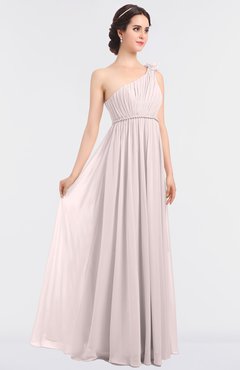 ColsBM Lucy Light Pink Mature Asymmetric Neckline Sleeveless Zip up Floor Length Ruching Bridesmaid Dresses
