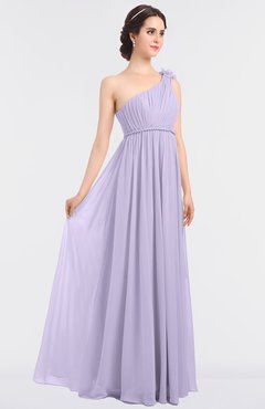 ColsBM Lucy Pastel Lilac Mature Asymmetric Neckline Sleeveless Zip up Floor Length Ruching Bridesmaid Dresses