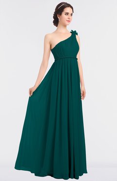 ColsBM Lucy Shaded Spruce Mature Asymmetric Neckline Sleeveless Zip up Floor Length Ruching Bridesmaid Dresses