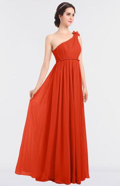 ColsBM Lucy Tangerine Tango Mature Asymmetric Neckline Sleeveless Zip up Floor Length Ruching Bridesmaid Dresses