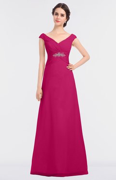 ColsBM Nadia Beetroot Purple Elegant A-line Short Sleeve Zip up Floor Length Beaded Bridesmaid Dresses