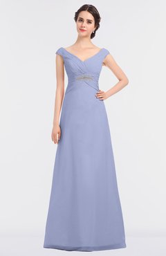 ColsBM Nadia Blue Heron Elegant A-line Short Sleeve Zip up Floor Length Beaded Bridesmaid Dresses