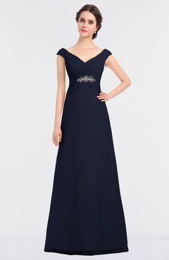 ColsBM Nadia Dark Sapphire Elegant A-line Short Sleeve Zip up Floor Length Beaded Bridesmaid Dresses