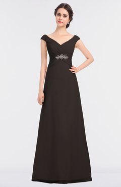 ColsBM Nadia Fudge Brown Elegant A-line Short Sleeve Zip up Floor Length Beaded Bridesmaid Dresses