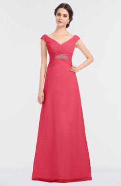 ColsBM Nadia Guava Elegant A-line Short Sleeve Zip up Floor Length Beaded Bridesmaid Dresses