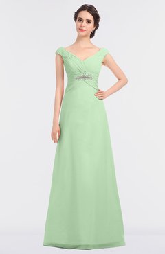 ColsBM Nadia Light Green Elegant A-line Short Sleeve Zip up Floor Length Beaded Bridesmaid Dresses