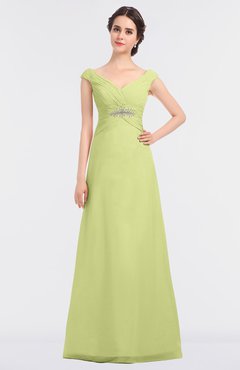 ColsBM Nadia Lime Sherbet Elegant A-line Short Sleeve Zip up Floor Length Beaded Bridesmaid Dresses