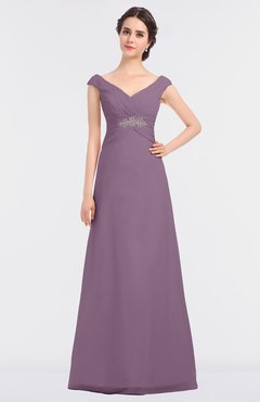 ColsBM Nadia Mauve Elegant A-line Short Sleeve Zip up Floor Length Beaded Bridesmaid Dresses