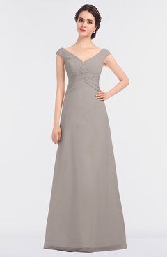 ColsBM Nadia Mushroom Elegant A-line Short Sleeve Zip up Floor Length Beaded Bridesmaid Dresses