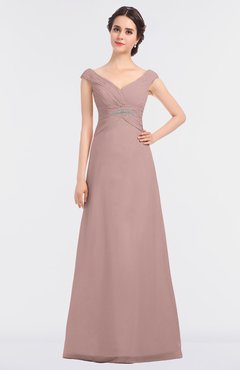 ColsBM Nadia Nectar Pink Elegant A-line Short Sleeve Zip up Floor Length Beaded Bridesmaid Dresses